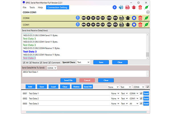 EPSC Serial Port Monitor Main Page
